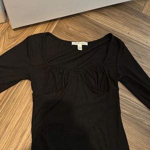 Black Squared neck, long sleeve